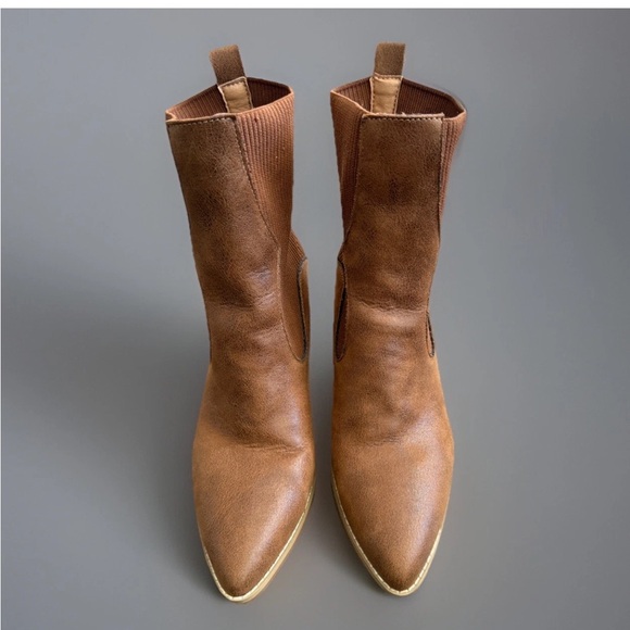 OASIS SOCIETY California Brown Vegan Leather Bootie Block Heel Women’s Size 8.5 - Picture 3 of 13